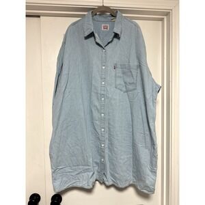 Levi's, Women's Light Wash Button Down Shirt Dress, Light Blue, Size 3XL